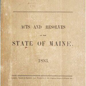 1893 Acts & Resolves State Of Maine 1st Edition 66th Legislature Public Law F5